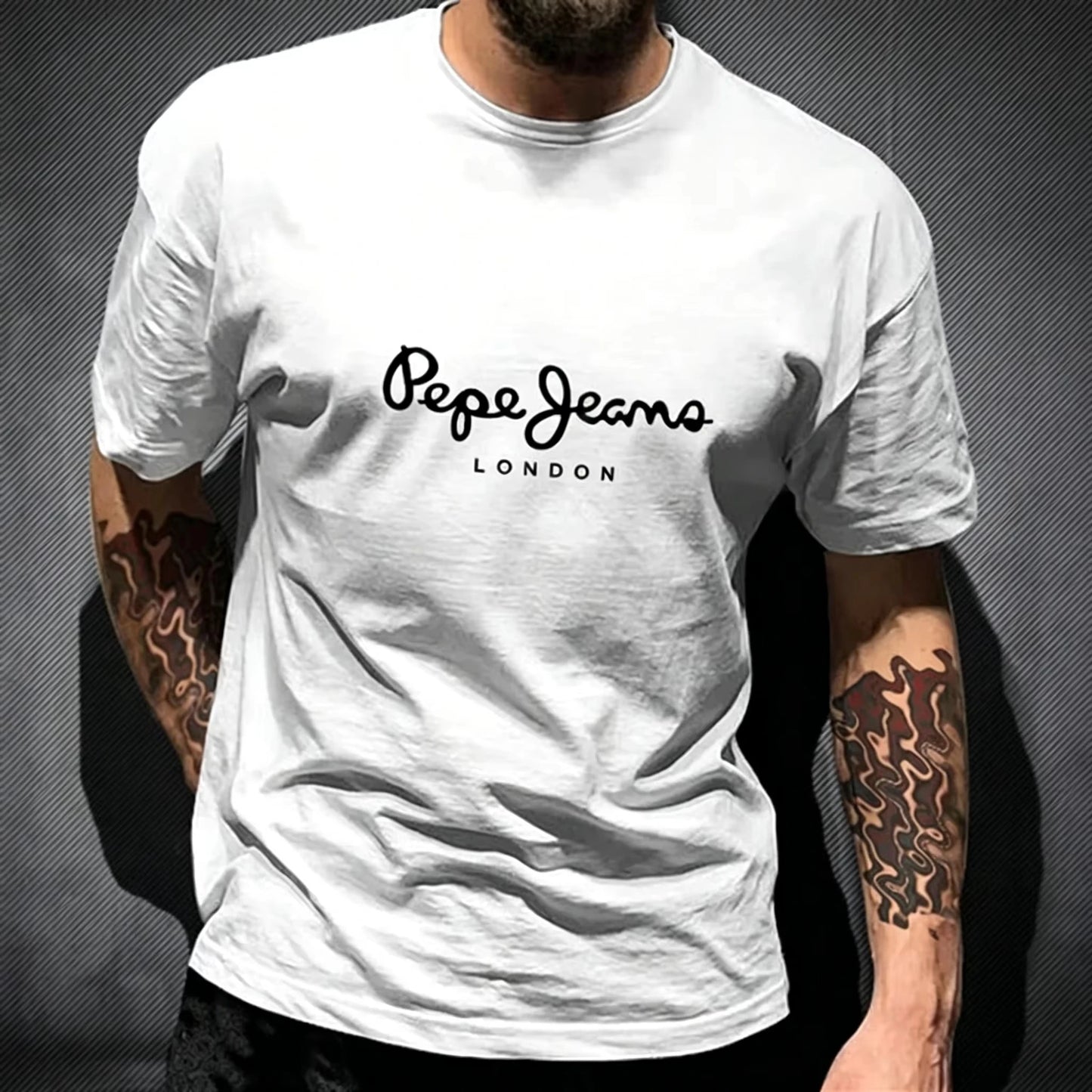 Pepe Jeans London printing 100% cotton Hot sale Unisex shirt 2026 Summer New Fashion Oversized O-neck Men Cartoon T-shirt