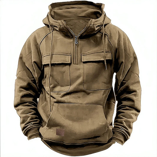 New Autumn-Winter Men's Hooded Solid-Color Casual