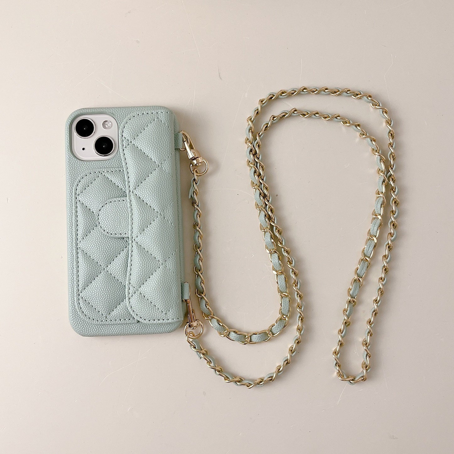 iPhone 17 Pro Max Chanel Style Card Holder Leather Wallet Case with Pattern for iPhone 16, 15, 14 - Hard Protective Shell, Vintage