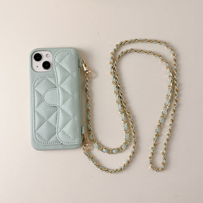 iPhone 17 Pro Max Chanel Style Card Holder Leather Wallet Case with Pattern for iPhone 16, 15, 14 - Hard Protective Shell, Vintage