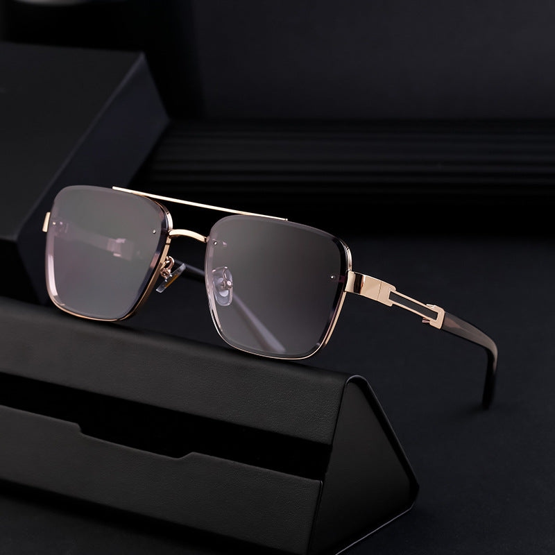 New Retro Sunglasses for Men, Square Frame, Stylish Sun Protection Glasses, High-End Men's Sunglasses