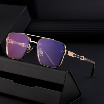 New Retro Sunglasses for Men, Square Frame, Stylish Sun Protection Glasses, High-End Men's Sunglasses