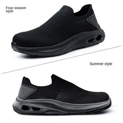 Mesh lightweight one foot labor protection summer mesh anti smashing and anti piercing safety protective shoes