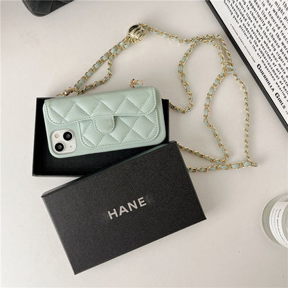 iPhone 17 Pro Max Chanel Style Card Holder Leather Wallet Case with Pattern for iPhone 16, 15, 14 - Hard Protective Shell, Vintage