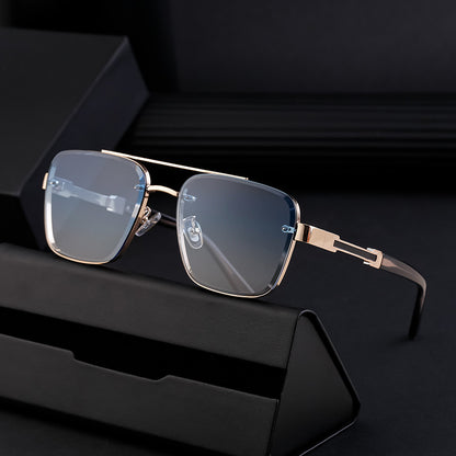 New Retro Sunglasses for Men, Square Frame, Stylish Sun Protection Glasses, High-End Men's Sunglasses