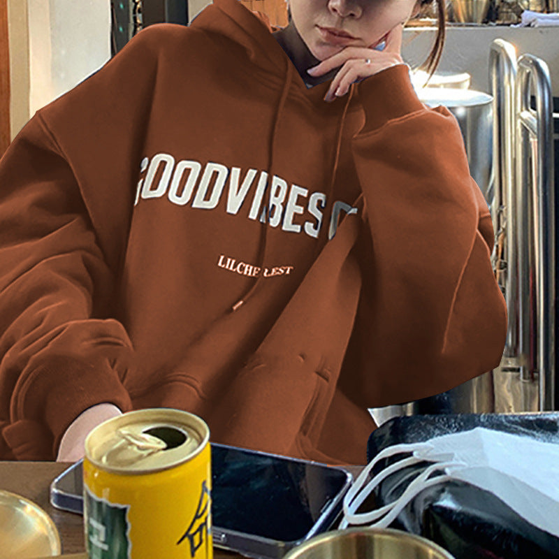 Fleece-lined hooded sweater women's modergren