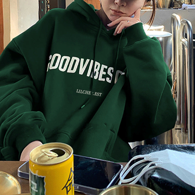 Fleece-lined hooded sweater women's modergren