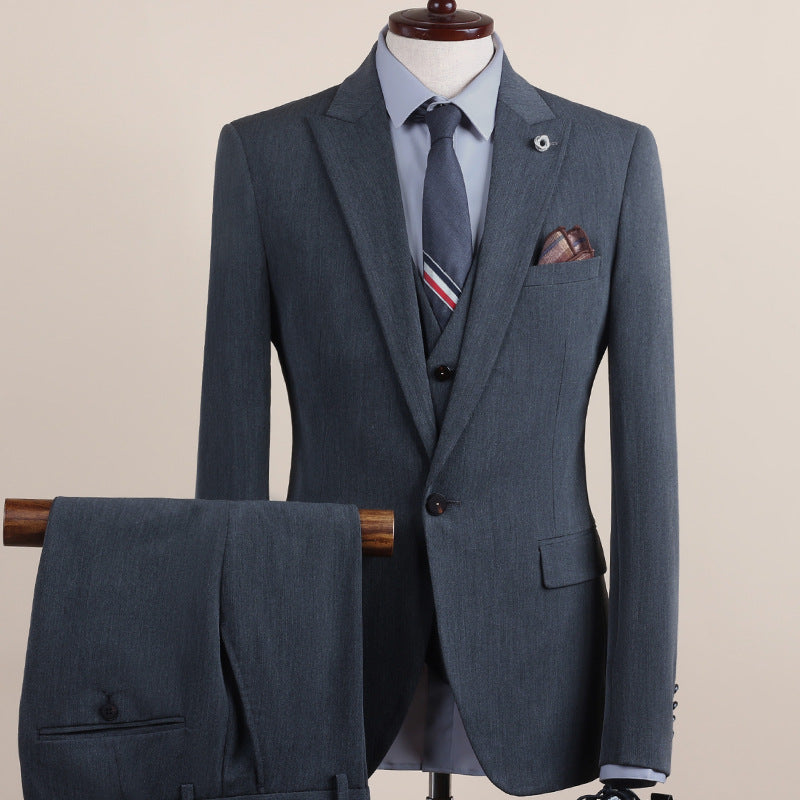 Men's Suit One-Button Three-Piece Set Wedding