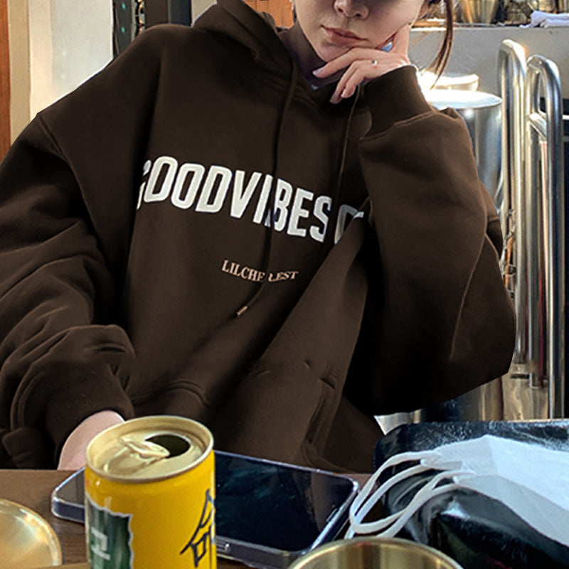Fleece-lined hooded sweater women's modergren