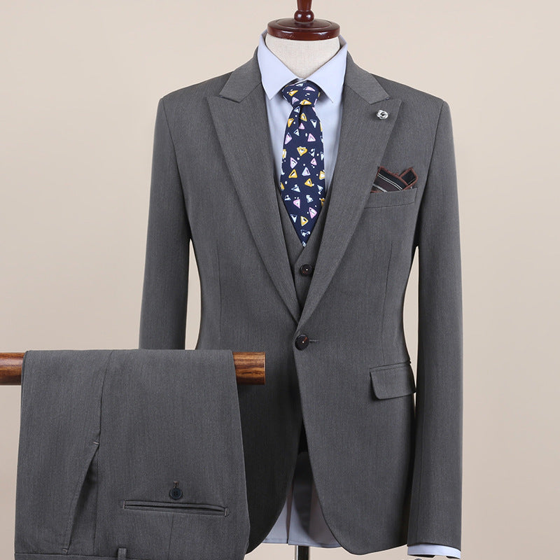 Men's Suit One-Button Three-Piece Set Wedding