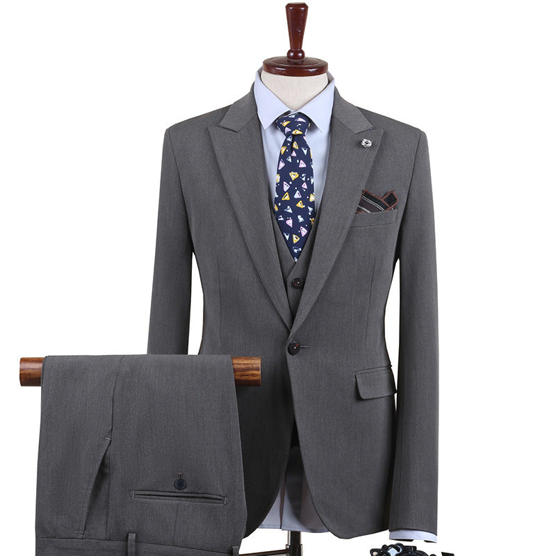 Men's Suit One-Button Three-Piece Set Wedding