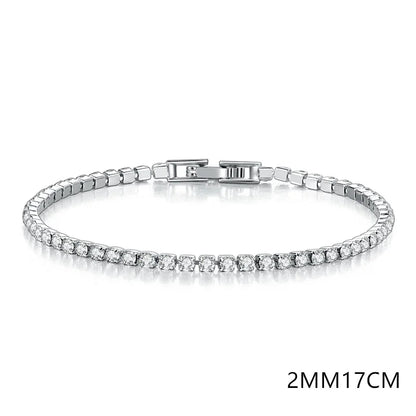 Solid Pure Silver 16/17/18/19/ Tennis Bracelet Pave 3 mm Round Black Jet Zircon Elegant Real 925 Jewelry For Women
