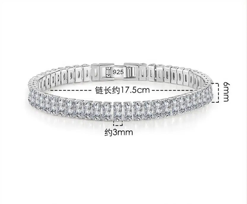 Solid Pure Silver 16/17/18/19/ Tennis Bracelet Pave 3 mm Round Black Jet Zircon Elegant Real 925 Jewelry For Women