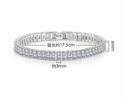 Solid Pure Silver 16/17/18/19/ Tennis Bracelet Pave 3 mm Round Black Jet Zircon Elegant Real 925 Jewelry For Women