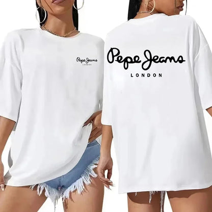 Pepe Jeans London Women's Logo Short-sleeve T-shirt, Luxury Brand Women's Wear, Y2K Top, Gender-neutral Street Style