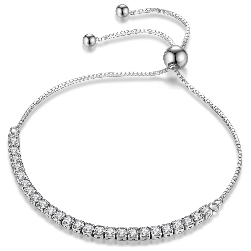 Solid Pure Silver 16/17/18/19/ Tennis Bracelet Pave 3 mm Round Black Jet Zircon Elegant Real 925 Jewelry For Women