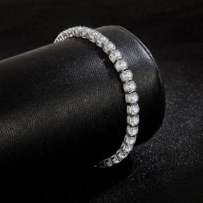 Solid Pure Silver 16/17/18/19/ Tennis Bracelet Pave 3 mm Round Black Jet Zircon Elegant Real 925 Jewelry For Women