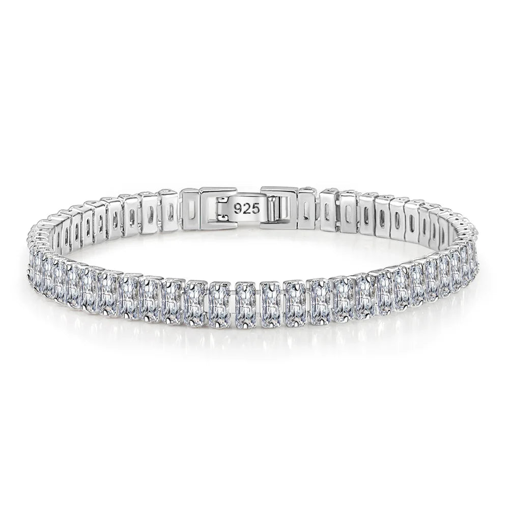 Solid Pure Silver 16/17/18/19/ Tennis Bracelet Pave 3 mm Round Black Jet Zircon Elegant Real 925 Jewelry For Women