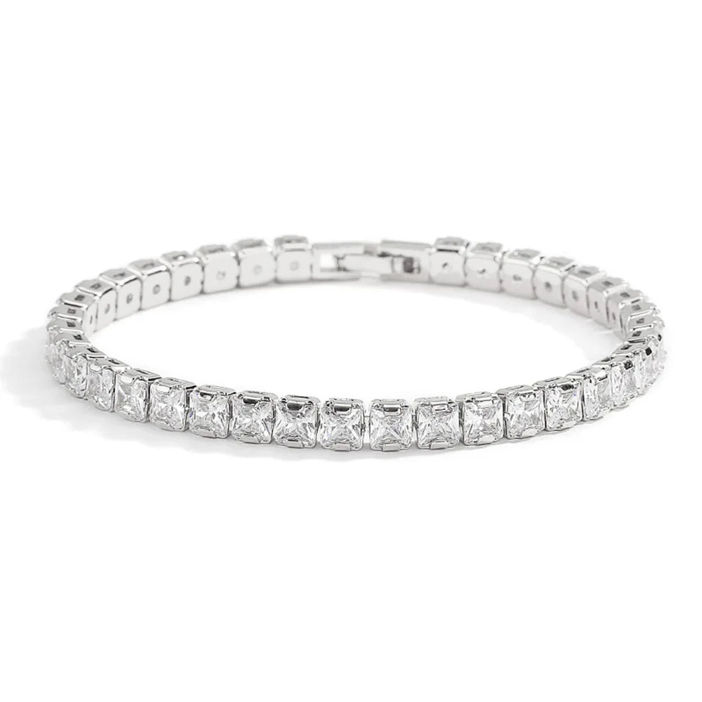 Solid Pure Silver 16/17/18/19/ Tennis Bracelet Pave 3 mm Round Black Jet Zircon Elegant Real 925 Jewelry For Women
