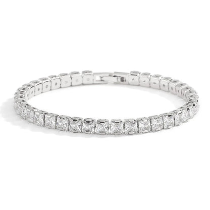Solid Pure Silver 16/17/18/19/ Tennis Bracelet Pave 3 mm Round Black Jet Zircon Elegant Real 925 Jewelry For Women