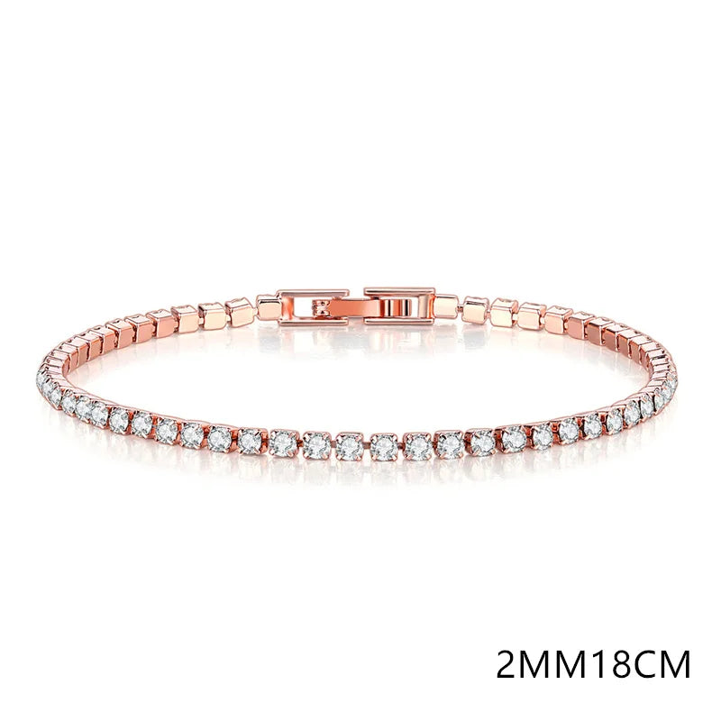 Solid Pure Silver 16/17/18/19/ Tennis Bracelet Pave 3 mm Round Black Jet Zircon Elegant Real 925 Jewelry For Women