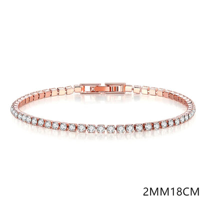 Solid Pure Silver 16/17/18/19/ Tennis Bracelet Pave 3 mm Round Black Jet Zircon Elegant Real 925 Jewelry For Women