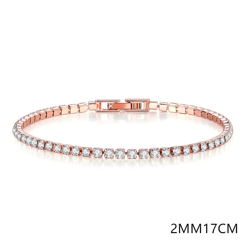 Solid Pure Silver 16/17/18/19/ Tennis Bracelet Pave 3 mm Round Black Jet Zircon Elegant Real 925 Jewelry For Women