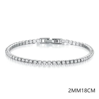 Solid Pure Silver 16/17/18/19/ Tennis Bracelet Pave 3 mm Round Black Jet Zircon Elegant Real 925 Jewelry For Women