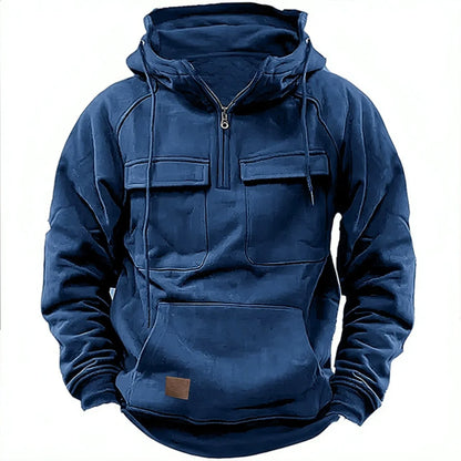 New Autumn-Winter Men's Hooded Solid-Color Casual