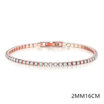 Solid Pure Silver 16/17/18/19/ Tennis Bracelet Pave 3 mm Round Black Jet Zircon Elegant Real 925 Jewelry For Women