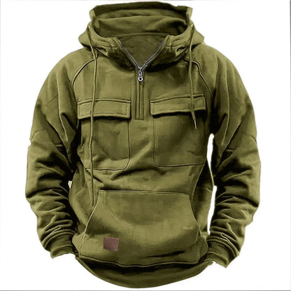 New Autumn-Winter Men's Hooded Solid-Color Casual