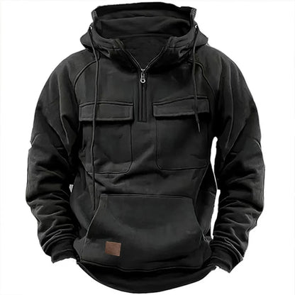 New Autumn-Winter Men's Hooded Solid-Color Casual