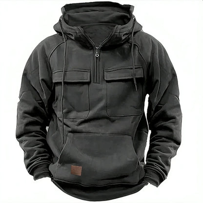 New Autumn-Winter Men's Hooded Solid-Color Casual