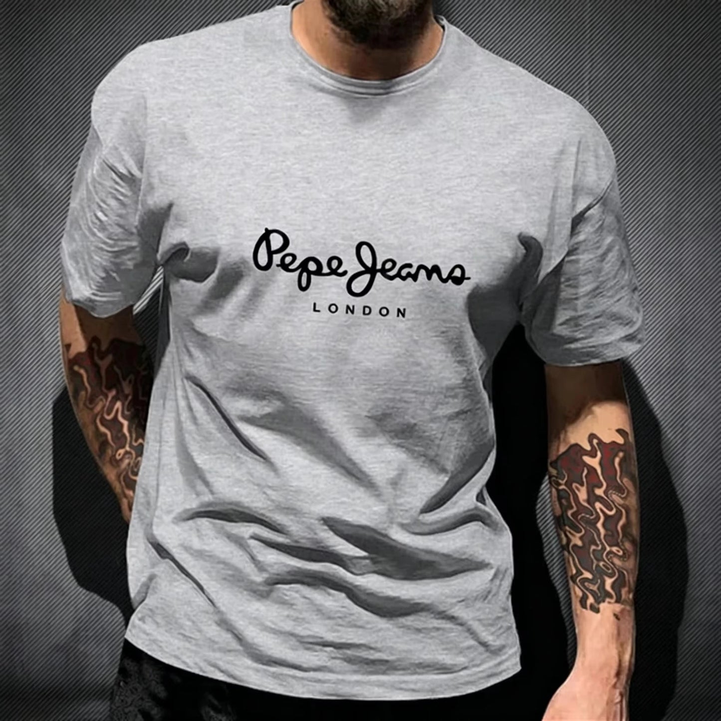 Pepe Jeans London printing 100% cotton Hot sale Unisex shirt 2026 Summer New Fashion Oversized O-neck Men Cartoon T-shirt