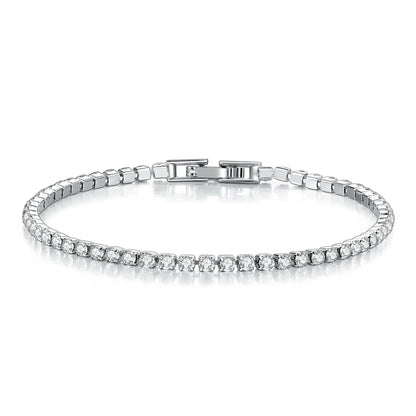Solid Pure Silver 16/17/18/19/ Tennis Bracelet Pave 3 mm Round Black Jet Zircon Elegant Real 925 Jewelry For Women