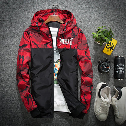 Everlast 2025 Spring Autumn New Men's Hooded Jackets Camouflage Military Coats Casual Zipper Windbreaker Clothing